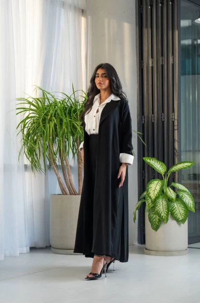 Black Crepe Abaya with Lace  IB239