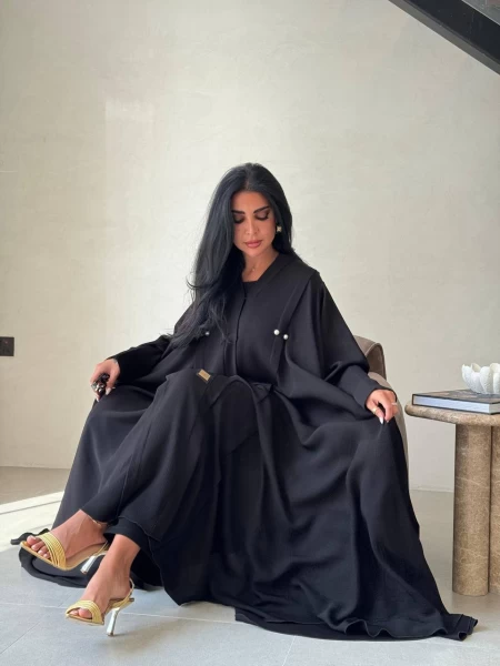 Black Crepe Abaya IB170